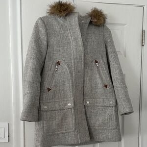 J Crew Wool Chateau Parka Faux Fur Coat